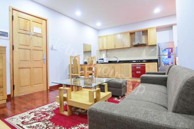 1-bedroom apartment is resided in between Kim Ma Street and Pham Huy Thong Lake