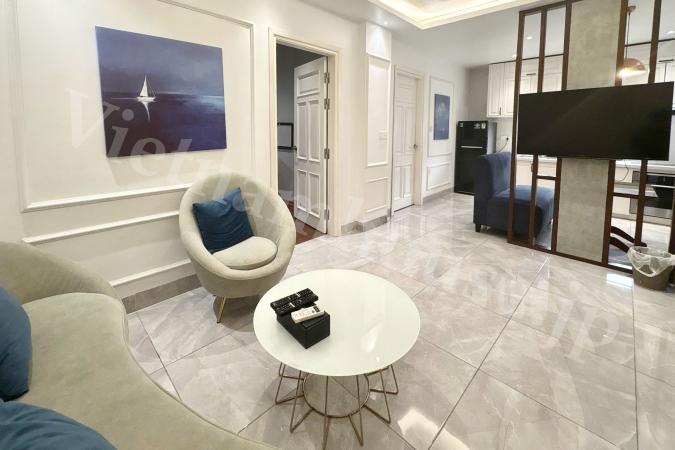 Sophisticated Two-Bedroom Residence Blending Natural Light and Elegant Design in An Duong